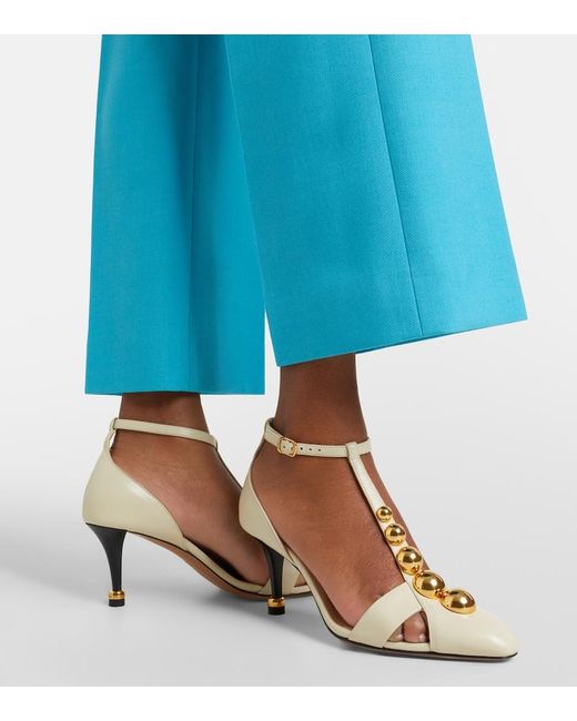 Chloé Natural Cleia Embellished Leather Pumps