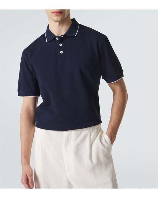 Giorgio Armani Blue Cotton Pique Polo Shirt for men