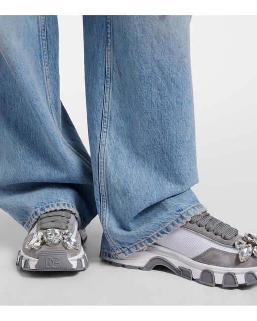 Dolce & Gabbana Gray Dg Country Road Suede-Trimmed Sneakers