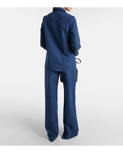 Gabriela Hearst Blue Cruz Cotton And Linen Shirt