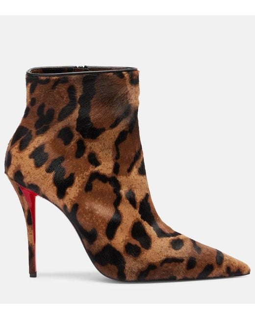 Christian Louboutin Brown Miss Z 100 Calf Hair Ankle Boots