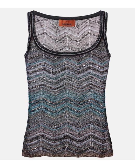 Missoni Gray Zigzag Lame Top