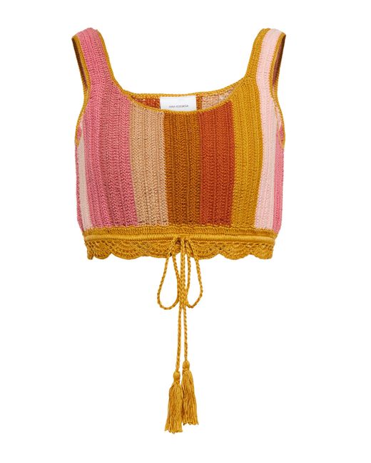 Anna Kosturova Multicolor Sunset Crochet Crop Top
