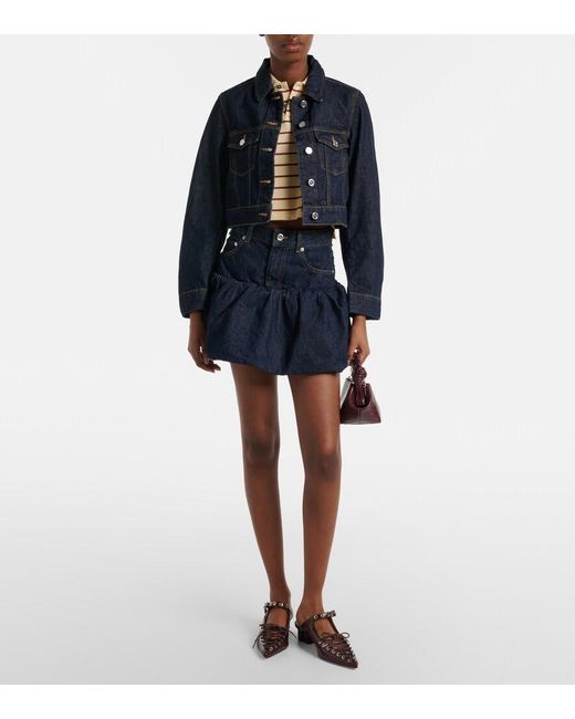Ganni Blue Cropped Denim Jacket