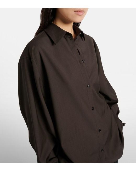 Totême Brown Oversized Wool Shirt