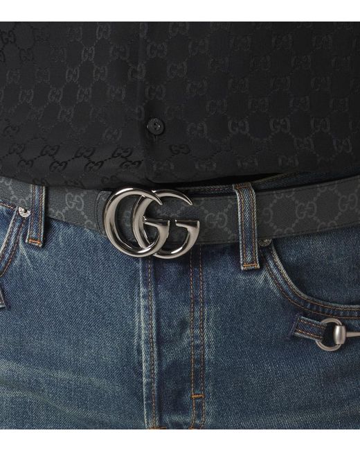 Gucci Black Gg Marmont Reversible Leather Belt for men