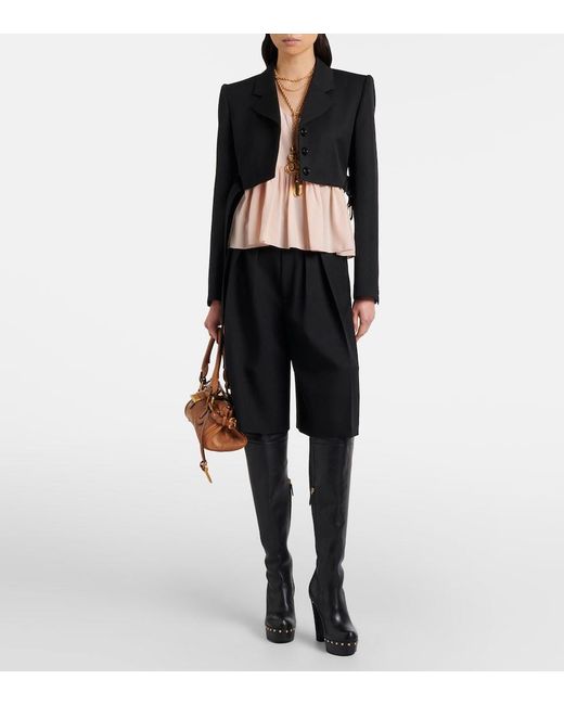 Chloé Black Cropped Virgin Wool Blazer