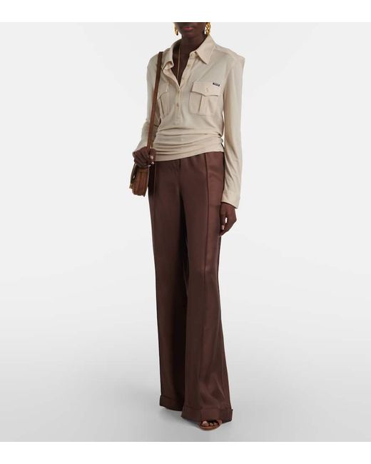 Tom Ford Brown Weite Hose Aus Seiden-Twill