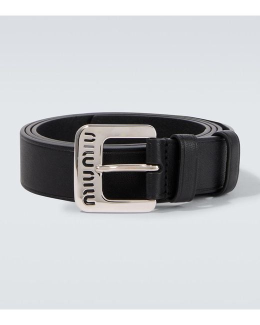 Miu Miu Black Logo Leather Belt for men