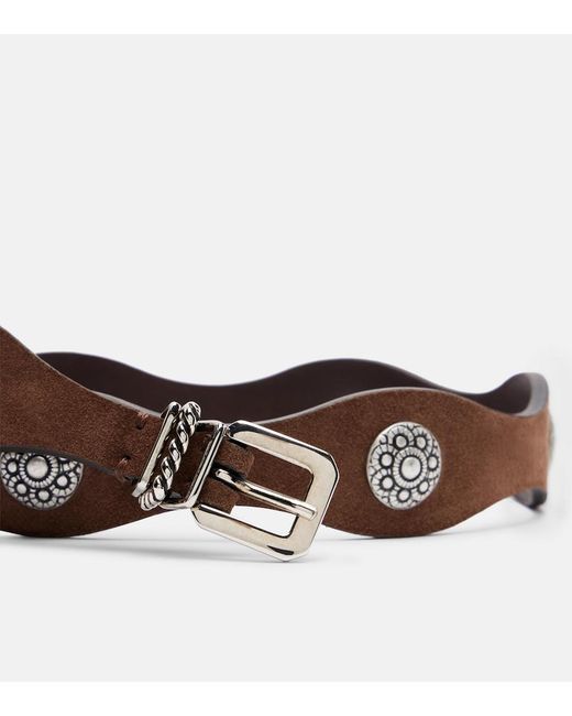Etro Brown Embellished Suede Belt