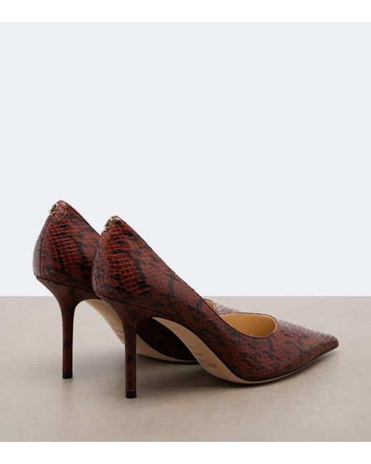 Jimmy Choo Brown Love Snake-Effect Leather Pumps