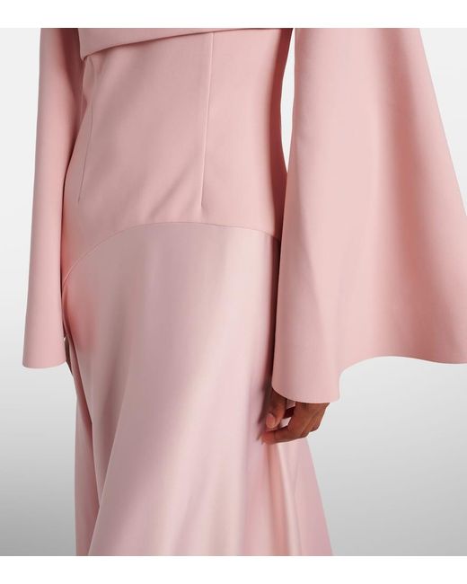 Solace London Rina Off-Shoulder Crepe And Satin Gown in Pink