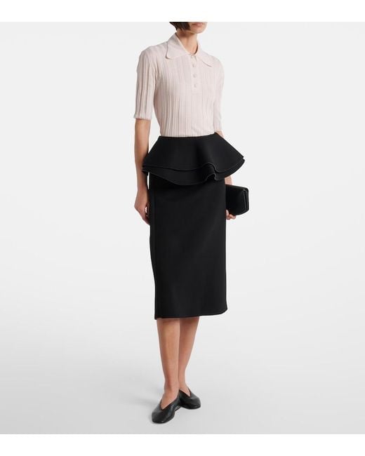 Plan C Black Ruffled Midi Skirt