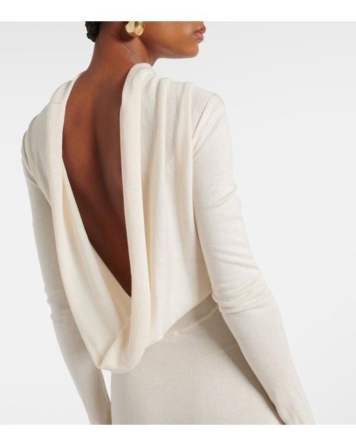 AYA MUSE White Viva Knitted Silk And Cashmere Maxi Dress