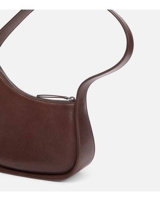 The Row Brown Half Moon Leather Shoulder Bag