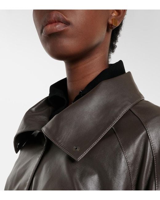 Nour Hammour Black Anorak Leather Jacket