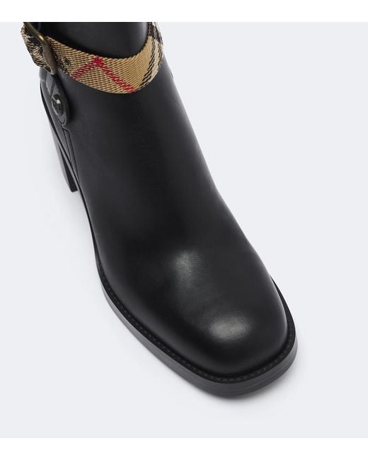 Burberry Black Huntley Leather Ankle Boots