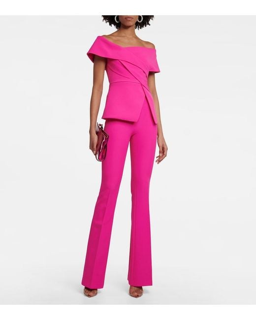 Safiyaa Pink Eimear Off-Shoulder Crepe Top