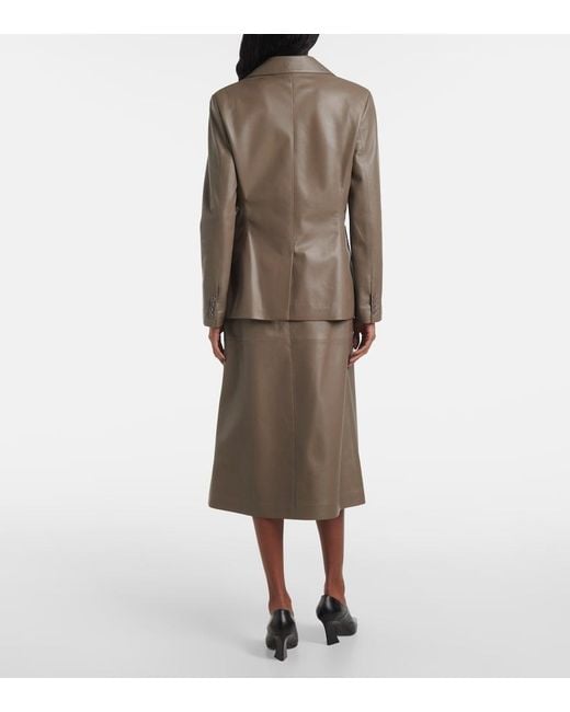 Joseph Brown Leather Single-Breasted Blazer