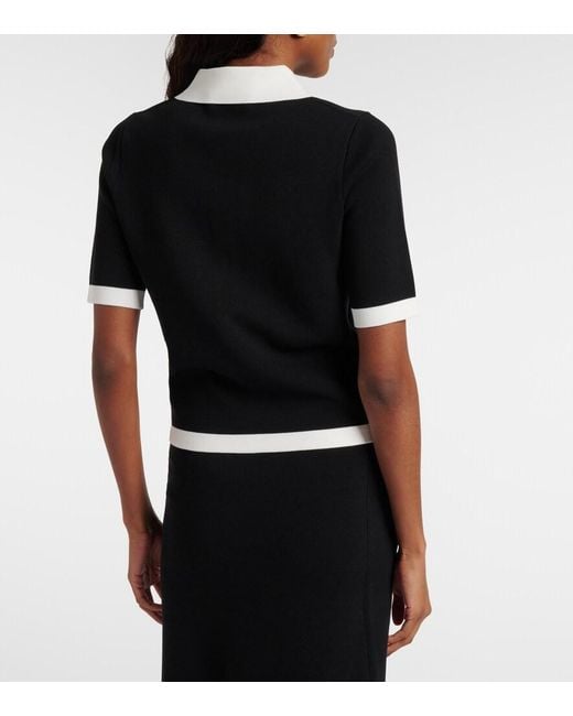Nina Ricci Black Ribbed-Knit Polo Shirt