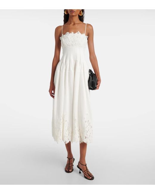 Jonathan Simkhai White Lilianna Cotton-Blend Midi Dress