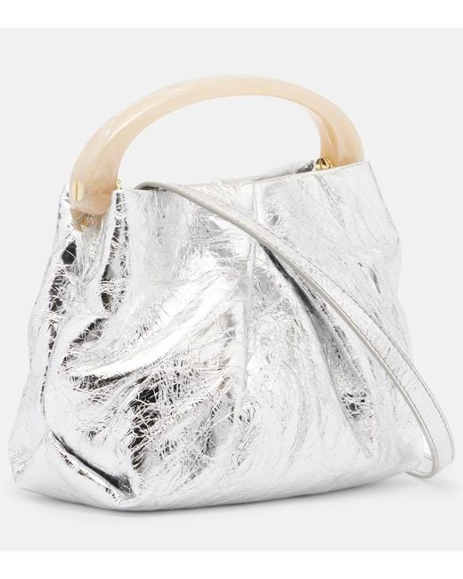 Dries Van Noten Crisp Mini Metallic Leather Top-Handle Bag