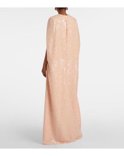 Erdem Natural Sequined Chiffon Gown
