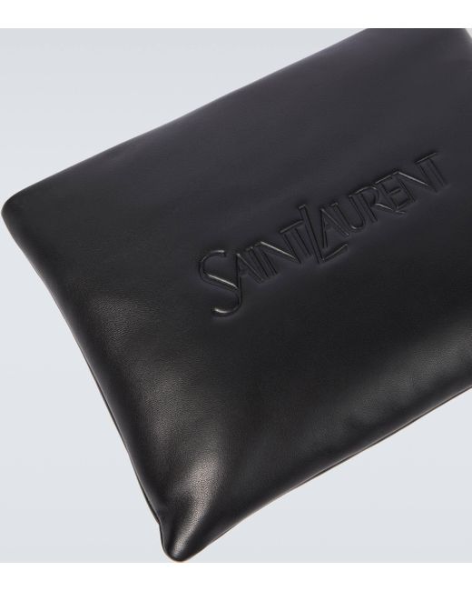 Pochette en cuir a logo Saint Laurent pour homme en coloris Black