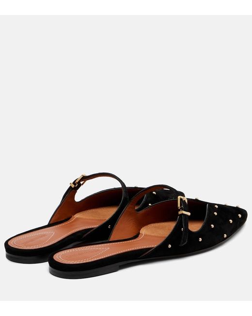 Zimmermann Black Aura Studded Suede Mules