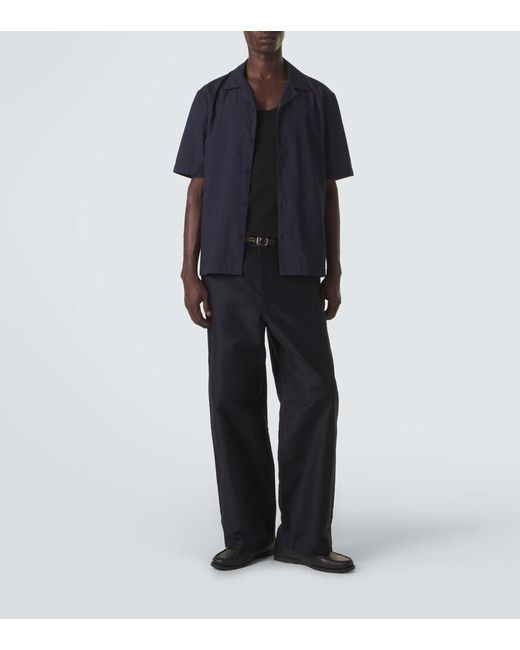 Sunspel Blue Striped Cotton Shirt for men