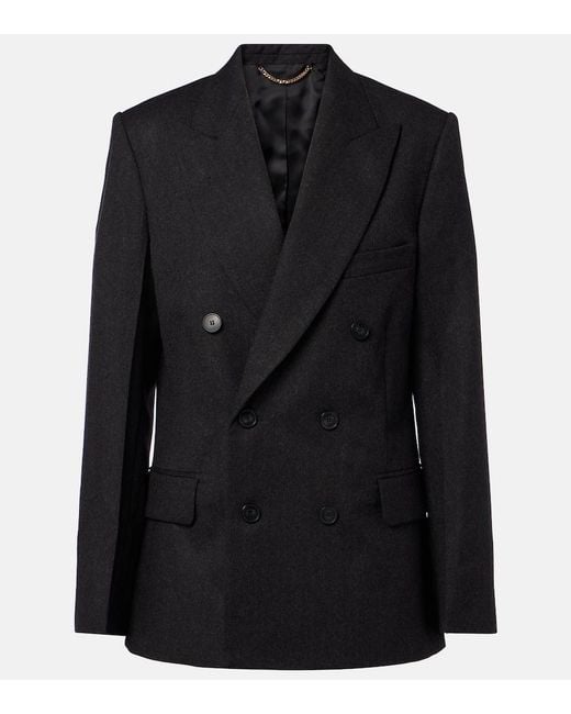 Victoria Beckham Black Double-Breasted Virgin Wool Blazer