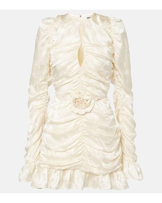 ROTATE BIRGER CHRISTENSEN Natural Bridal Ruched Silk Satin Minidress