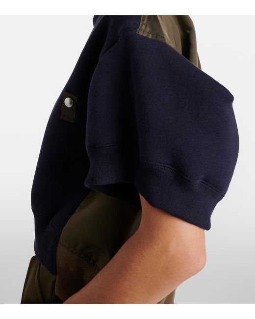 Sacai Blue Cotton-Blend And Twill Sweatshirt