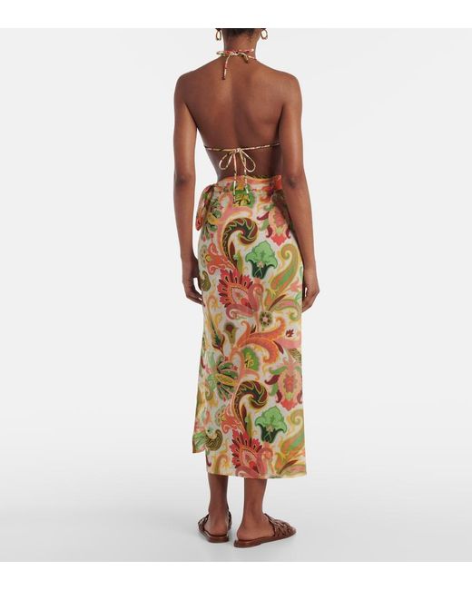 Etro Metallic Floral Cotton And Silk Beach Cover-Up