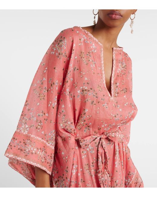 Isabel Marant Pink Amira Printed Cotton And Silk Maxi Dress