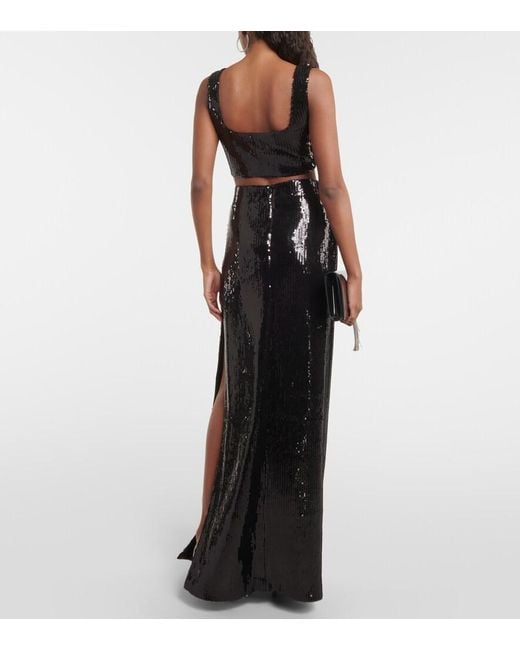 Galvan Black Beating Heart Sequin Top