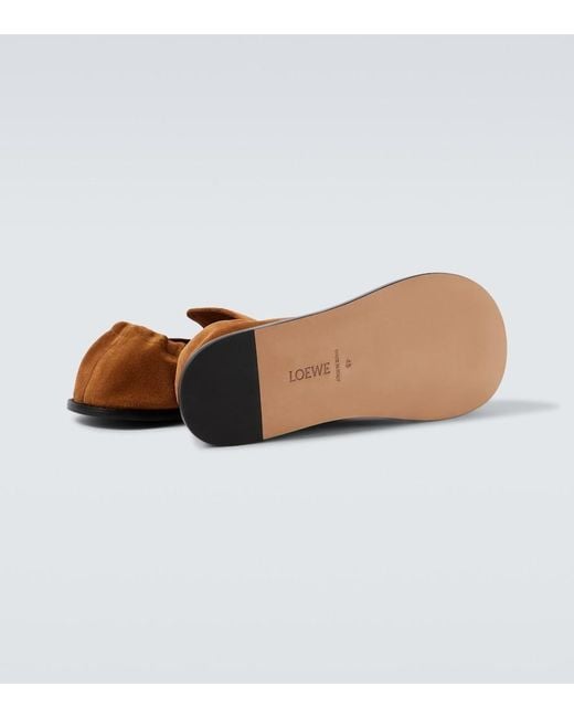 Loewe Brown Flex Suede Loafers for men