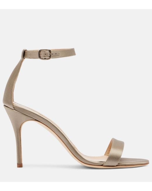 Manolo Blahnik Natural Chaos Satin Sandals