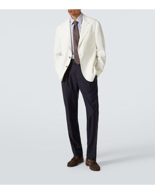 Charvet Blue Checked Cotton Poplin Shirt for men