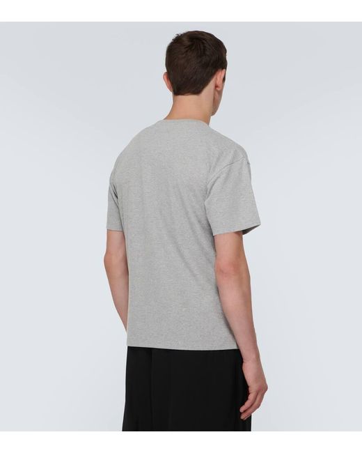 T-shirt Cassandre in pique di misto cotone di Saint Laurent in Gray da Uomo