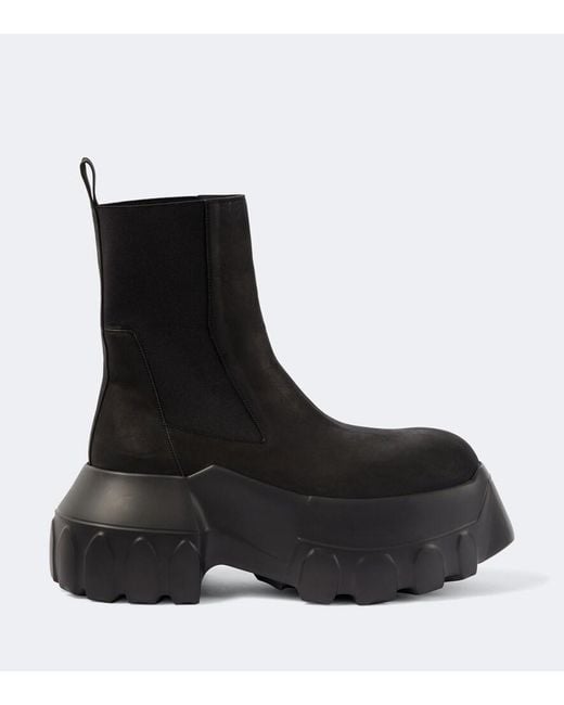 Rick Owens Black Beatle Mega Tractors Leather Chelsea Boots for men