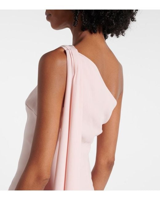 Roland Mouret Pink Embellished One-Shoulder Cady Gown