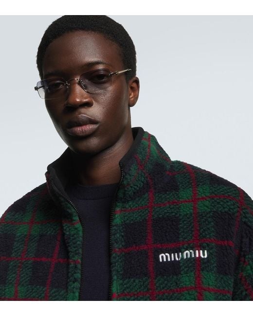 Miu Miu Metallic Logo Rectangular Sunglasses for men