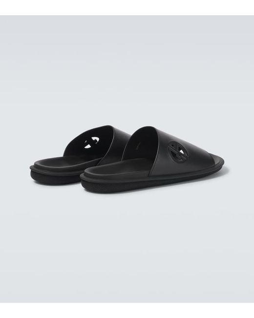 Sandalias De Piel Con Logo Giorgio Armani de hombre de color Black
