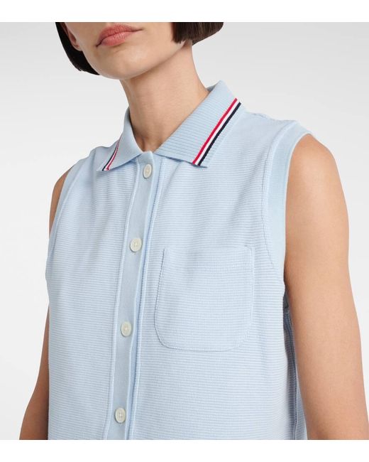 Polo De Algodon Sin Mangas Thom Browne de color Blue