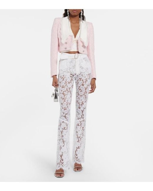 Alessandra Rich Pink Cropped Tweed Jacket