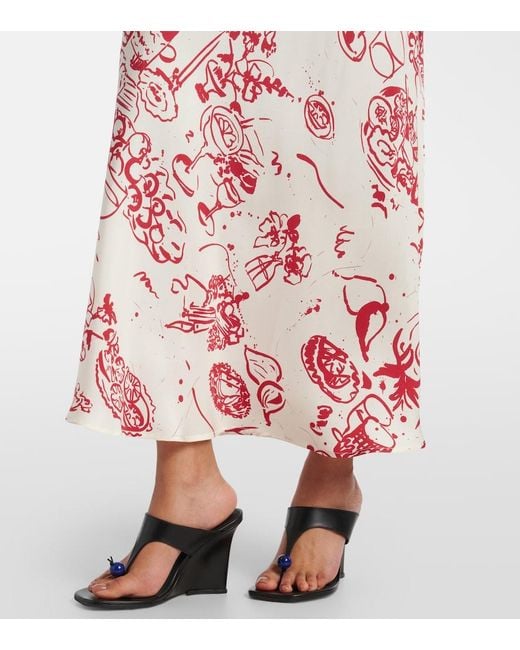 Asceno Pink Printed Silk Maxi Dress