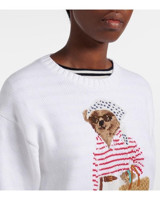Polo Ralph Lauren White Polo Bear Cotton Sweater