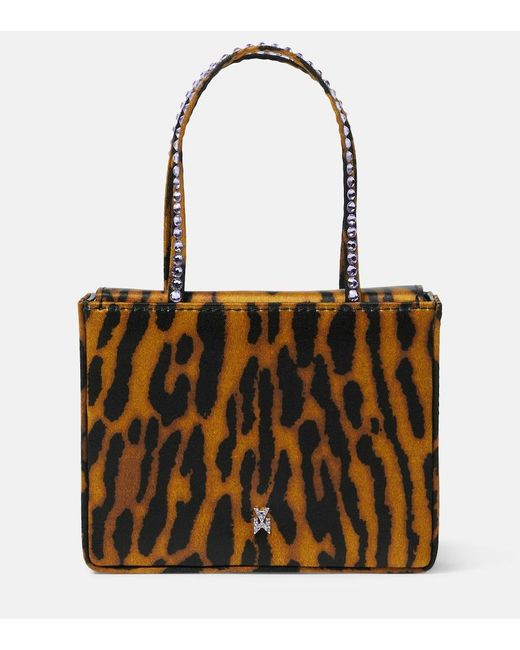 AMINA MUADDI Brown Superamini Leopard-Print Satin Tote Bag