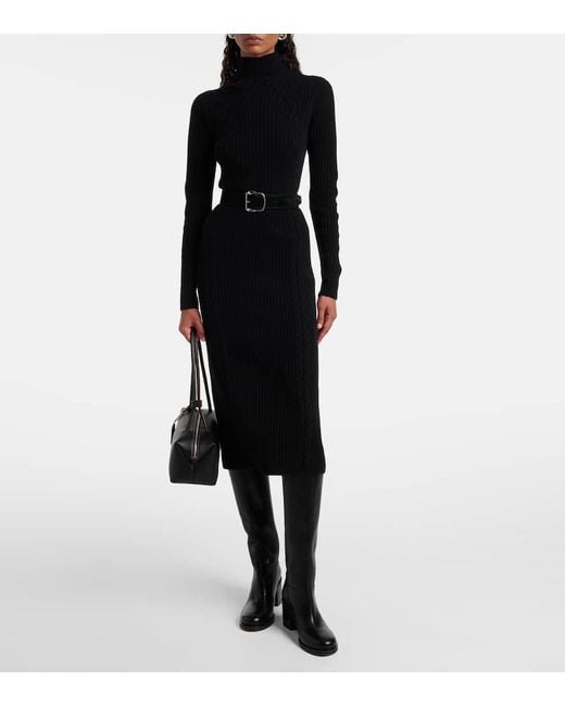 Max Mara Black Zelanda Wool And Cashmere Midi Dress